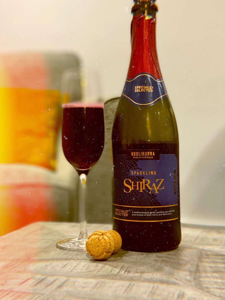 Image of a bottle of sparkling red wine