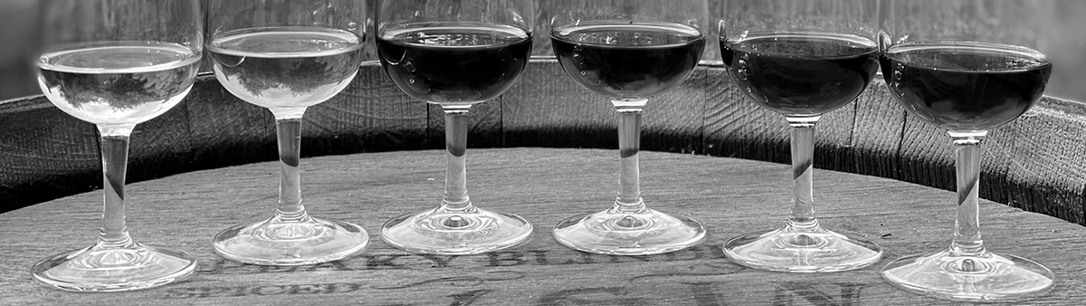 Image of six tasting glasses